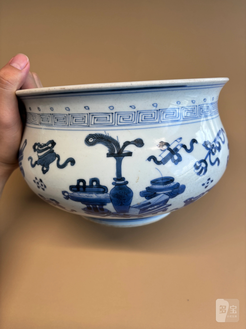 清康熙 青花博古图香炉 - 图3